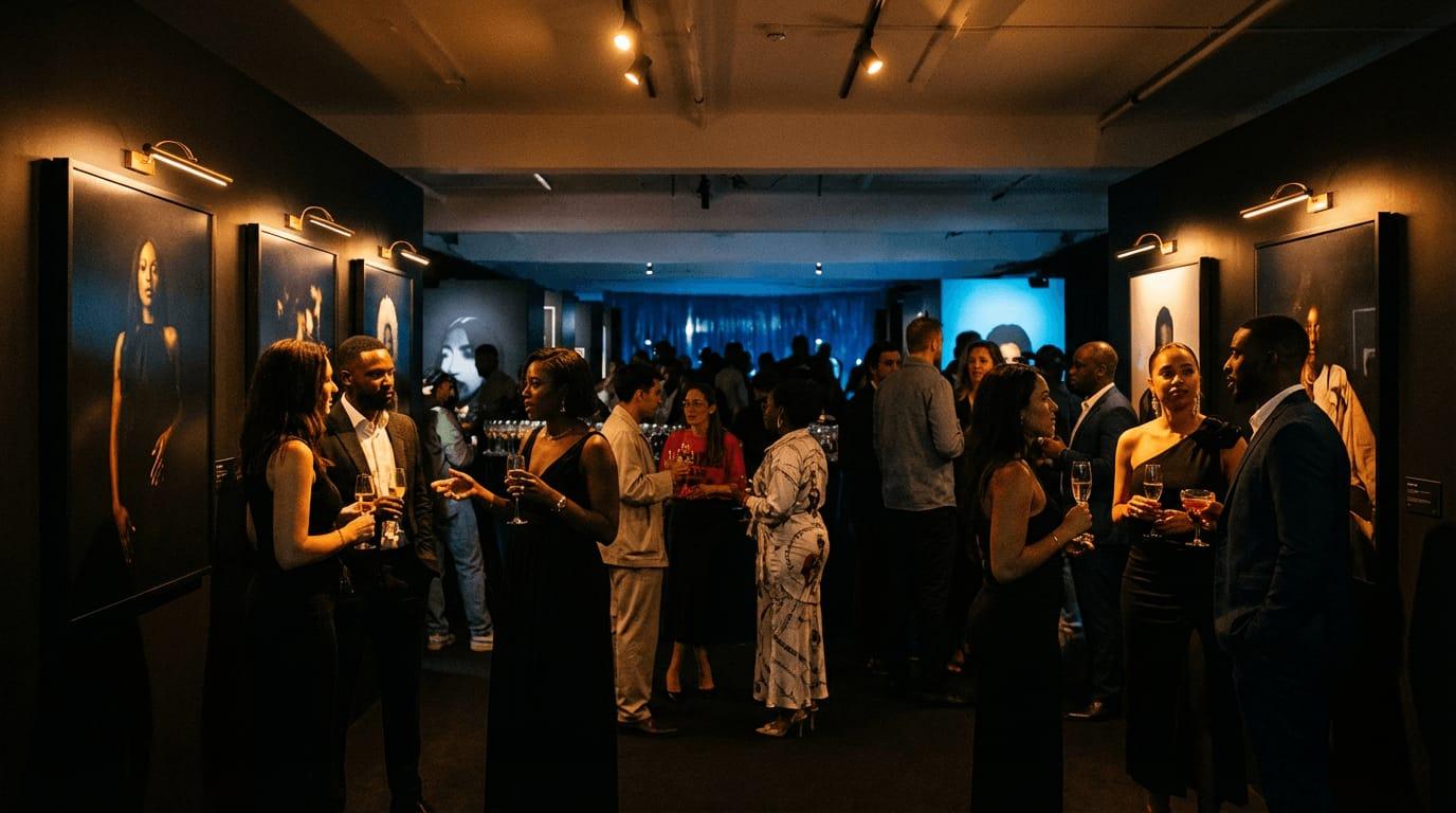 Guests networking at the London City 7s after party