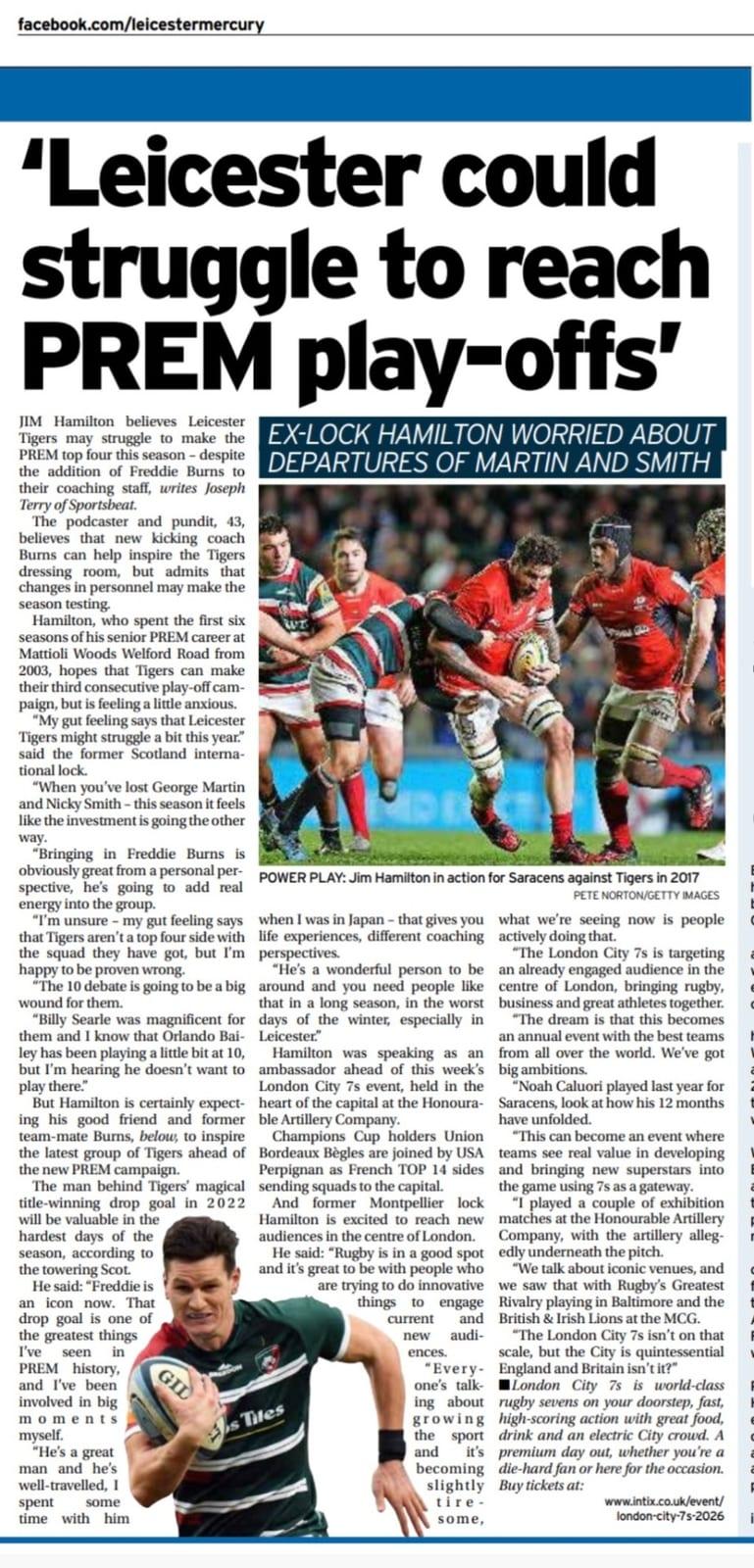 Leicester Mercury: 'Leicester could struggle to reach PREM play-offs'